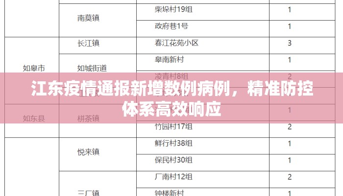 江东疫情通报新增数例病例，精准防控体系高效响应