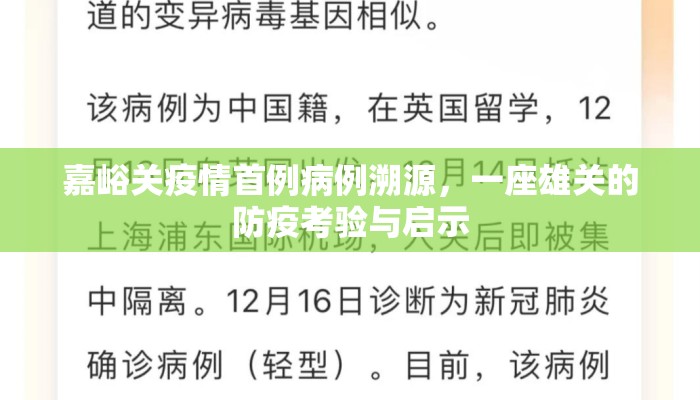 嘉峪关疫情首例病例溯源，一座雄关的防疫考验与启示