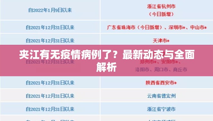 夹江有无疫情病例了？最新动态与全面解析