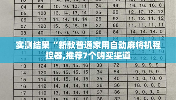 实测结果“新款普通家用自动麻将机程控器,推荐7个购买渠道 实测结果“新款普通家用自动麻将机程控器,推荐7个购买渠道